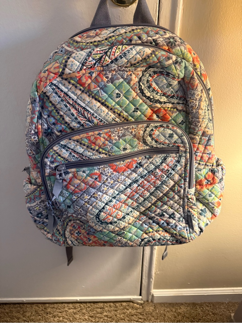 Citrus Paisley Vera Bradley Campus Backpack - Picture 2 of 6